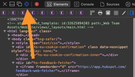 inspect html on safari
